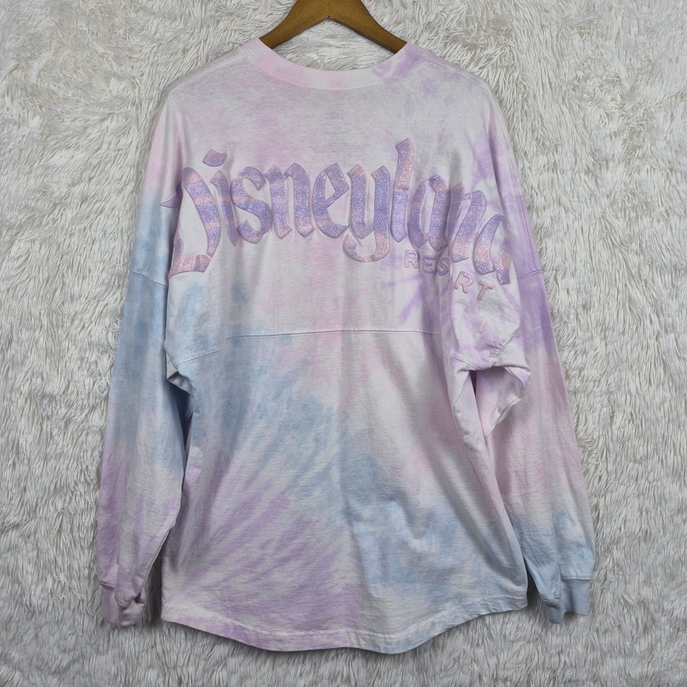 Disneyland Resort Spirit Jersey Pastel Tie Dye Glitter Puff Print Pink Blue L
